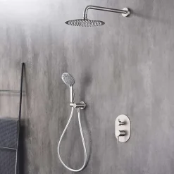 Ensemble de douche encastré mécanique 2 voies SKY BATH nickel brossé Inox S304 série SOUL