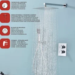 Ensemble de douche encastré thermostatique 2 voies SKY BATH chromé série ETERNITY