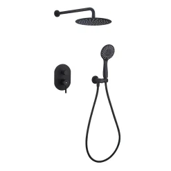 Ensemble de douche encastré mécanique 2 voies SKY BATH noir mat PVD Inox S304 série SOUL