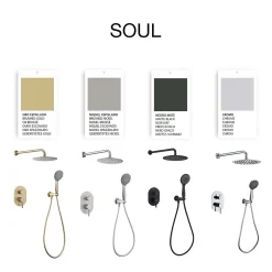 Ensemble de douche encastré mécanique 2 voies SKY BATH or brossé PVD Inox S304 série SOUL