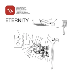 Ensemble de douche encastré thermostatique 2 voies SKY BATH or brossé PVD série ETERNITY