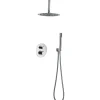 Ensemble de douche Plafond TOUCHER à encastrer - Mitigeur thermostatique Chromé Brillant Ensemble encastré douchette + tête de do
