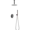 Ensemble de douche Plafond TOUCHER à encastrer - Mitigeur thermostatique Gris mat - Champagne Ensemble encastré douchette + tête