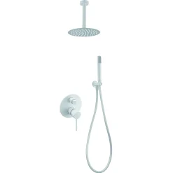 Ensemble de douche STICK à encastrer - mitigeur monocommande Blanc (mat) Ensemble encastré douchette + tête de douche