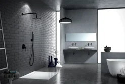 Ensemble de douche STICK à encastrer - mitigeur monocommande Noir (mat) Ensemble encastré douchette + tête de douche
