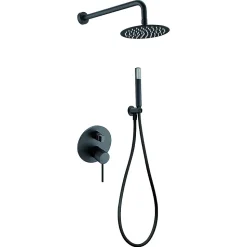 Ensemble de douche STICK à encastrer - mitigeur monocommande Noir (mat) Ensemble encastré douchette + tête de douche