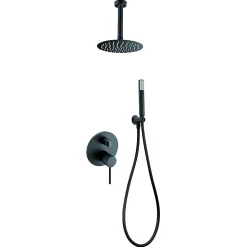 Ensemble de douche STICK à encastrer - mitigeur monocommande Noir (mat) Ensemble encastré douchette + tête de douche