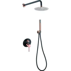 Ensemble de douche STICK à encastrer - mitigeur monocommande Noir - Doré rose Ensemble encastré douchette + tête de douche