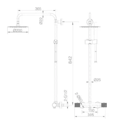 Ensemble de douche thermostatique LINE - Rose brossé