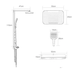 Ensemble de douche thermostatique intelligent Kleenmac avec affichage numérique modèle Escalus 52 x 15 cm Ref KISB5215B4