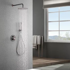 Ensemble de douche TOUCHER à encastrer - Mitigeur monocommande Gris mat - Champagne Ensemble encastré douchette + tête de douche