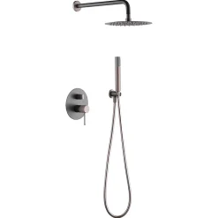 Ensemble de douche TOUCHER à encastrer - Mitigeur monocommande Gris mat - Champagne Ensemble encastré douchette + tête de douche