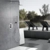 Ensemble de douche TOUCHER à encastrer - Mitigeur thermostatique Nickel brossé Ensemble encastré douchette + tête de douche