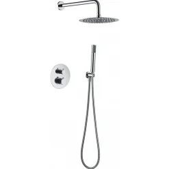 Ensemble de douche TOUCHER à encastrer - Mitigeur thermostatique Nickel brossé Ensemble encastré douchette + tête de douche