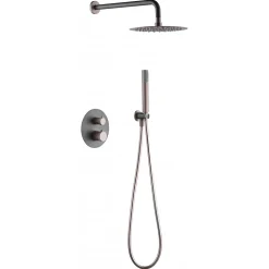 Ensemble de douche TOUCHER à encastrer - Mitigeur thermostatique Nickel brossé Ensemble encastré douchette + tête de douche