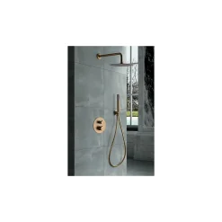 Ensemble de douche TOUCHER à encastrer - Mitigeur thermostatique Nickel brossé Ensemble encastré douchette + tête de douche