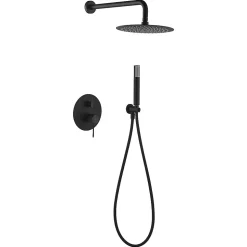 Ensemble de douche TOUCHER à encastrer - Mitigeur monocommande Noir (mat) Ensemble encastré douchette + tête de douche