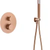 Ensemble de douche TOUCHER à encastrer - Mitigeur thermostatique Or rose brossé Ensemble encastré douchette + tête de douche