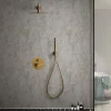Ensemble de douche TOUCHER à encastrer - Mitigeur monocommande Or brossé Ensemble encastré douchette + tête de douche