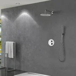 Ensemble de douche TOUCHER à encastrer - Mitigeur thermostatique Chromé Brillant Ensemble encastré douchette + tête de douche