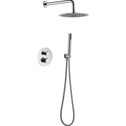 Ensemble de douche TOUCHER à encastrer - Mitigeur thermostatique Chromé Brillant Ensemble encastré douchette + tête de douche