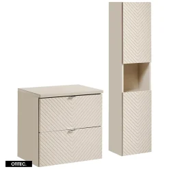 Ensemble de meuble de salle de bain - 60 cm - avec plan - avec colonne - 2 tiroirs - DANO