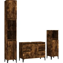 Ensemble de meubles de salle de bain 3 pcs Chêne fumé vidaXL