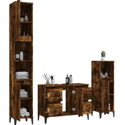 Ensemble de meubles de salle de bain 3 pcs Chêne fumé vidaXL