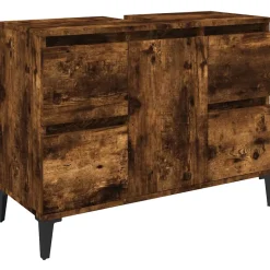 Ensemble de meubles de salle de bain 3 pcs Chêne fumé vidaXL