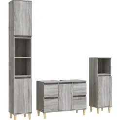 Ensemble de meubles de salle de bain 3 pcs Sonoma gris vidaXL