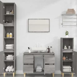 Ensemble de meubles de salle de bain 3 pcs Sonoma gris vidaXL