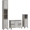 Ensemble de meubles de salle de bain 3 pcs Sonoma gris vidaXL