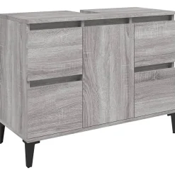 Ensemble de meubles de salle de bain 3 pcs Sonoma gris vidaXL