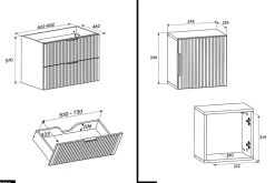 Ensemble de meubles sous vasque - 120 cm - avec Vasque - Cube et Colonnes - Miroirs LED - WOTANIA