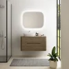 Ensemble de salle de bains L.104 cm meuble sous vasque version gauche + plan de toilette décor noyer, Alba