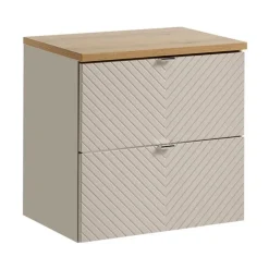 Ensemble de salle de bain AOKI : meuble sous vasque à tiroirs 60cm et plan vasque aspect bois