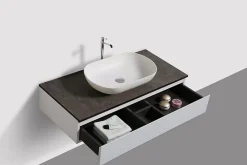 Ensemble de salle de bain Vision 1000 blanc mat - Avec armoire de toilette, Sans cache, Sans vasque à poser