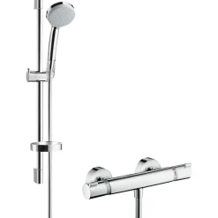 Ensemble douche HANSGROHE Croma 100 + mitigeur thermostatique Ecostat Comfort + Barre de douche 65 cm