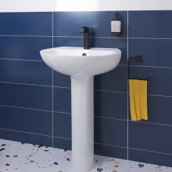 Ensemble lavabo et colonne en céramique blanc Tasi GoodHome