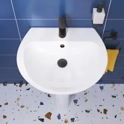 Ensemble lavabo et colonne en céramique blanc Tasi GoodHome