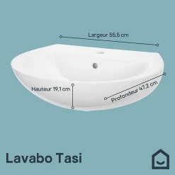 Ensemble lavabo et colonne en céramique blanc Tasi GoodHome