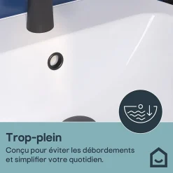 Ensemble lavabo et colonne en céramique blanc Tasi GoodHome