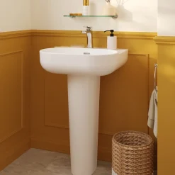 Ensemble lavabo et colonne en céramique blanc Cavally GoodHome