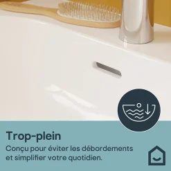 Ensemble lavabo et colonne en céramique blanc Cavally GoodHome