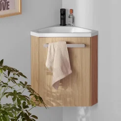 Ensemble lave-mains d'angle suspendu SKINO avec robinet noir