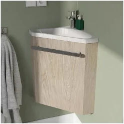 Ensemble lave-mains d'angle SKINO + vasque + armoire de toilette
