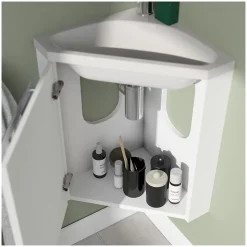 Ensemble lave-mains d'angle SKINO + vasque + armoire de toilette