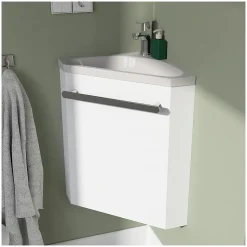 Ensemble lave-mains d'angle SKINO + vasque + armoire de toilette