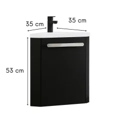 Ensemble lave-mains d'angle suspendu SKINO avec robinet noir