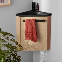 Ensemble lave-mains d'angle suspendu SKINO avec robinet noir